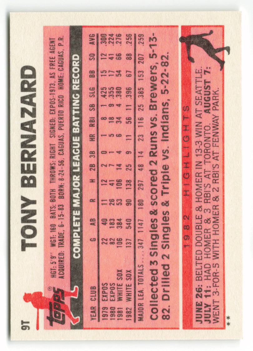 1983 Topps Traded Set #009T  Tony Bernazard