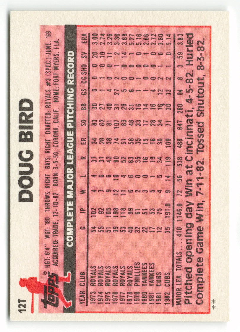 1983 Topps Traded Set #012T  Doug Bird