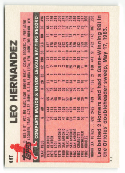 1983 Topps Traded Set #044T  Leo Hernandez XRC