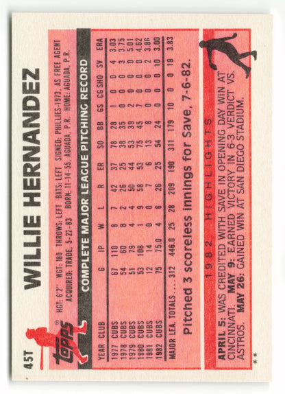 1983 Topps Traded Set #045T  Willie Hernandez