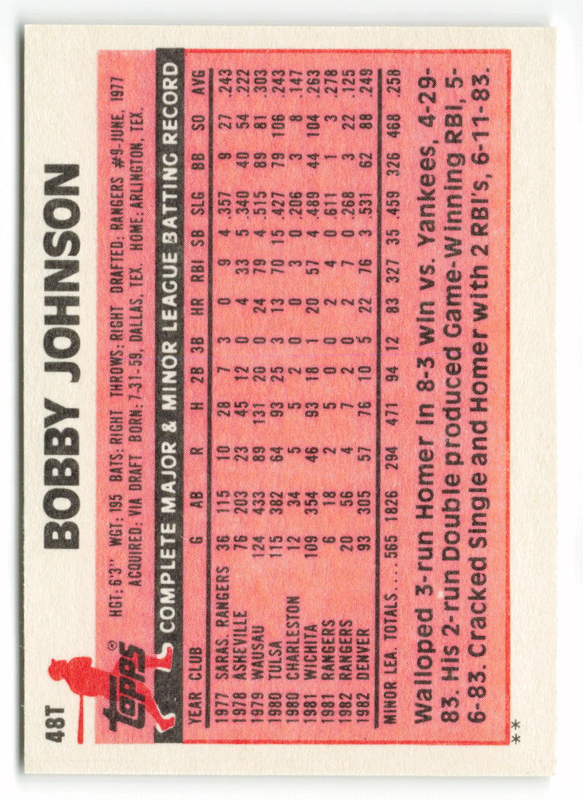 1983 Topps Traded Set #048T  Bobby Johnson