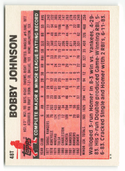 1983 Topps Traded Set #048T  Bobby Johnson