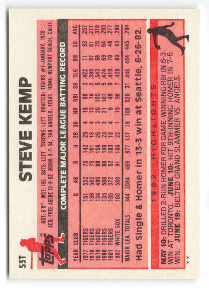 1983 Topps Traded Set #053T  Steve Kemp