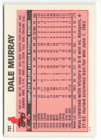 1983 Topps Traded Set #079T  Dale Murray