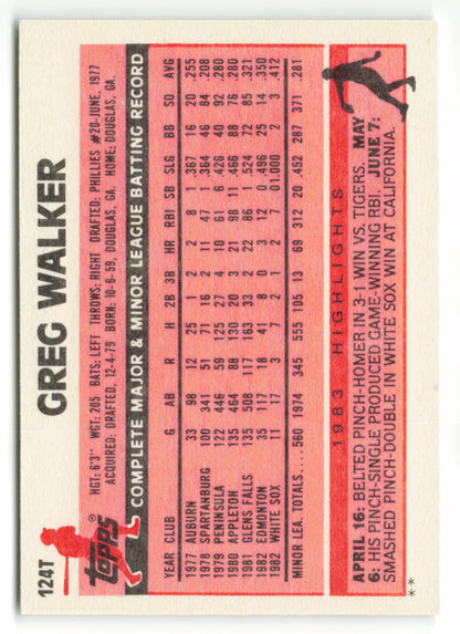 1983 Topps Traded Set #124T  Greg Walker XRC