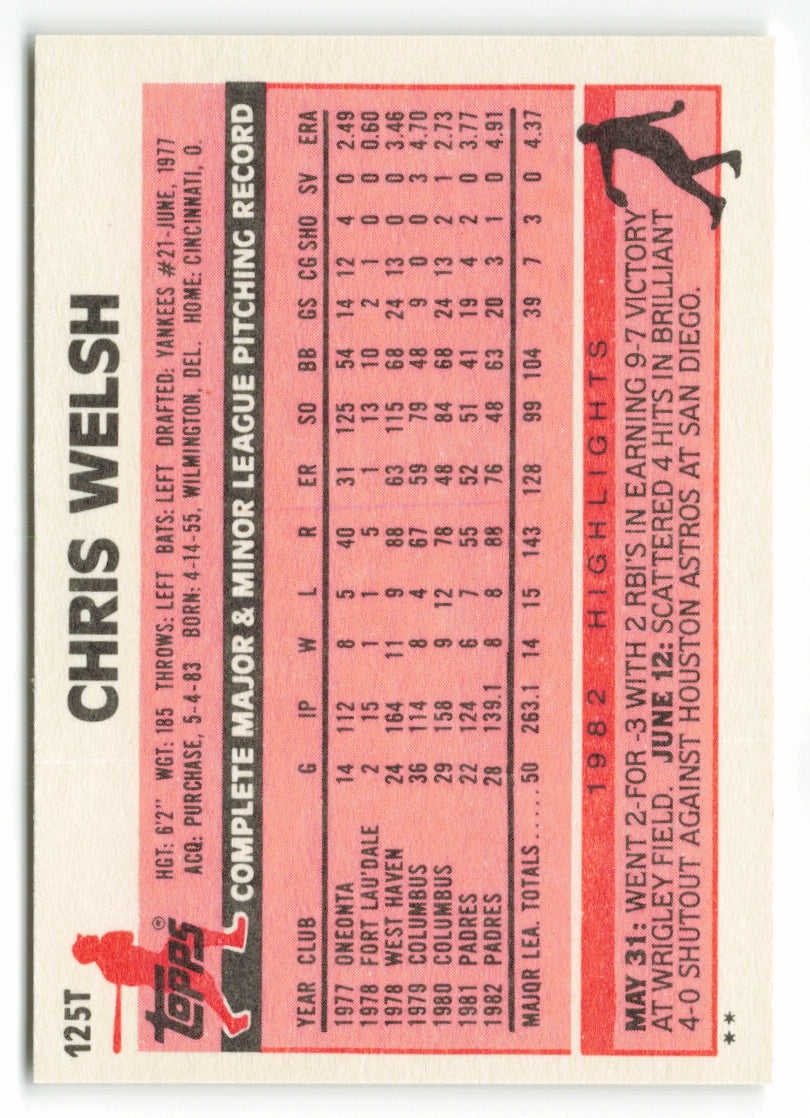 1983 Topps Traded Set #125T  Chris Welsh