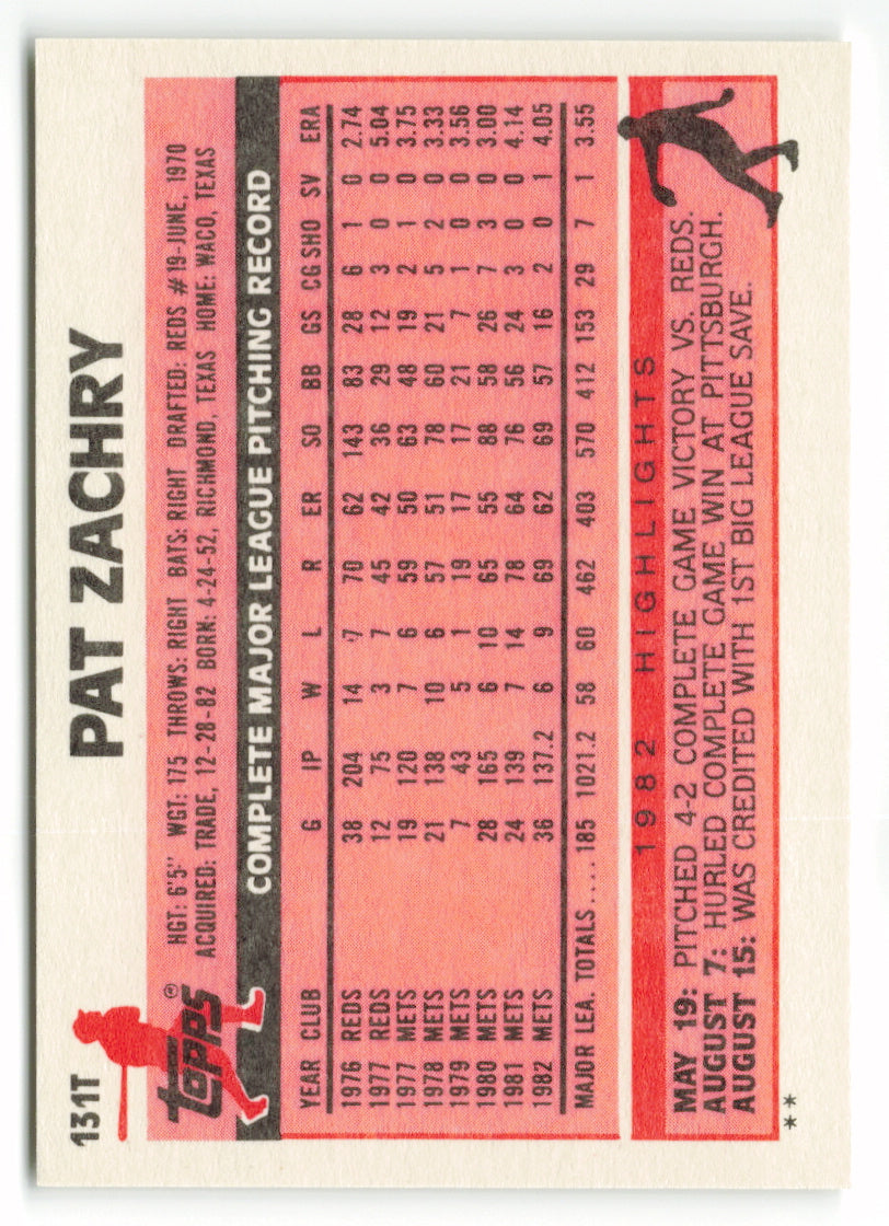 1983 Topps Traded Set #131T  Pat Zachry