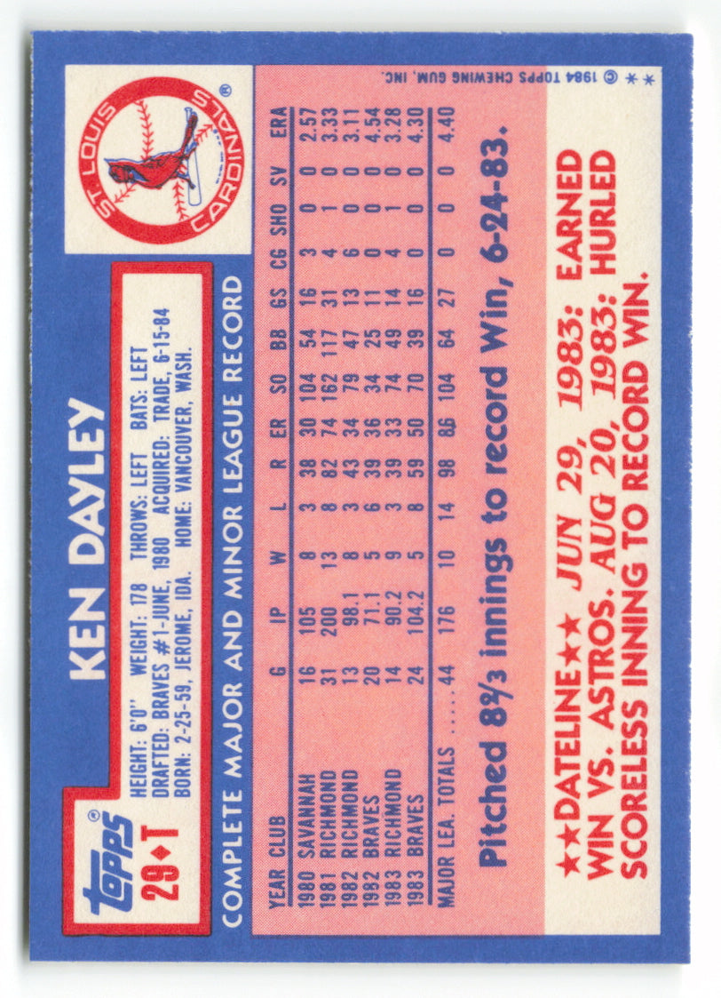 1984 Topps Traded #029T Ken Dayley