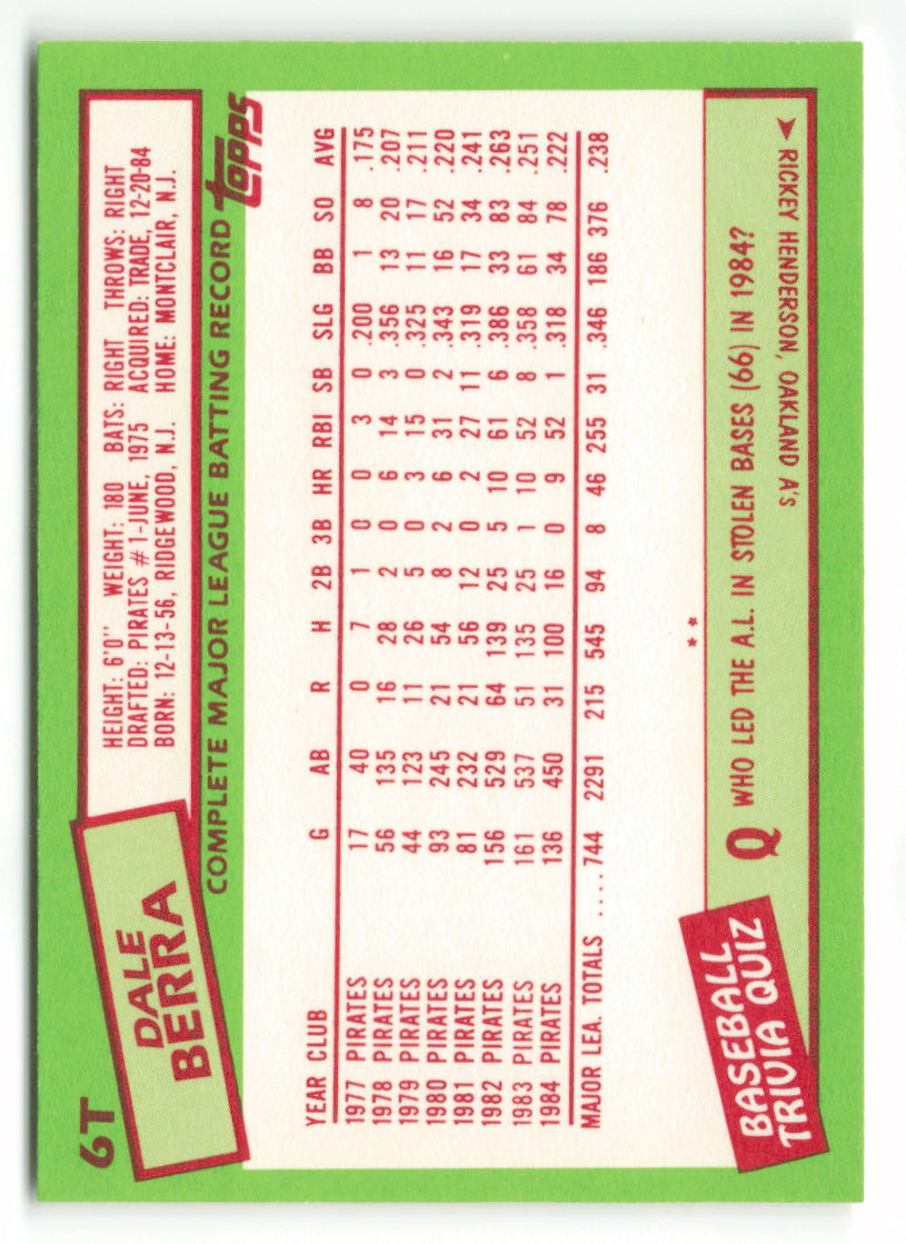 1985 Topps Traded #006T Dale Berra