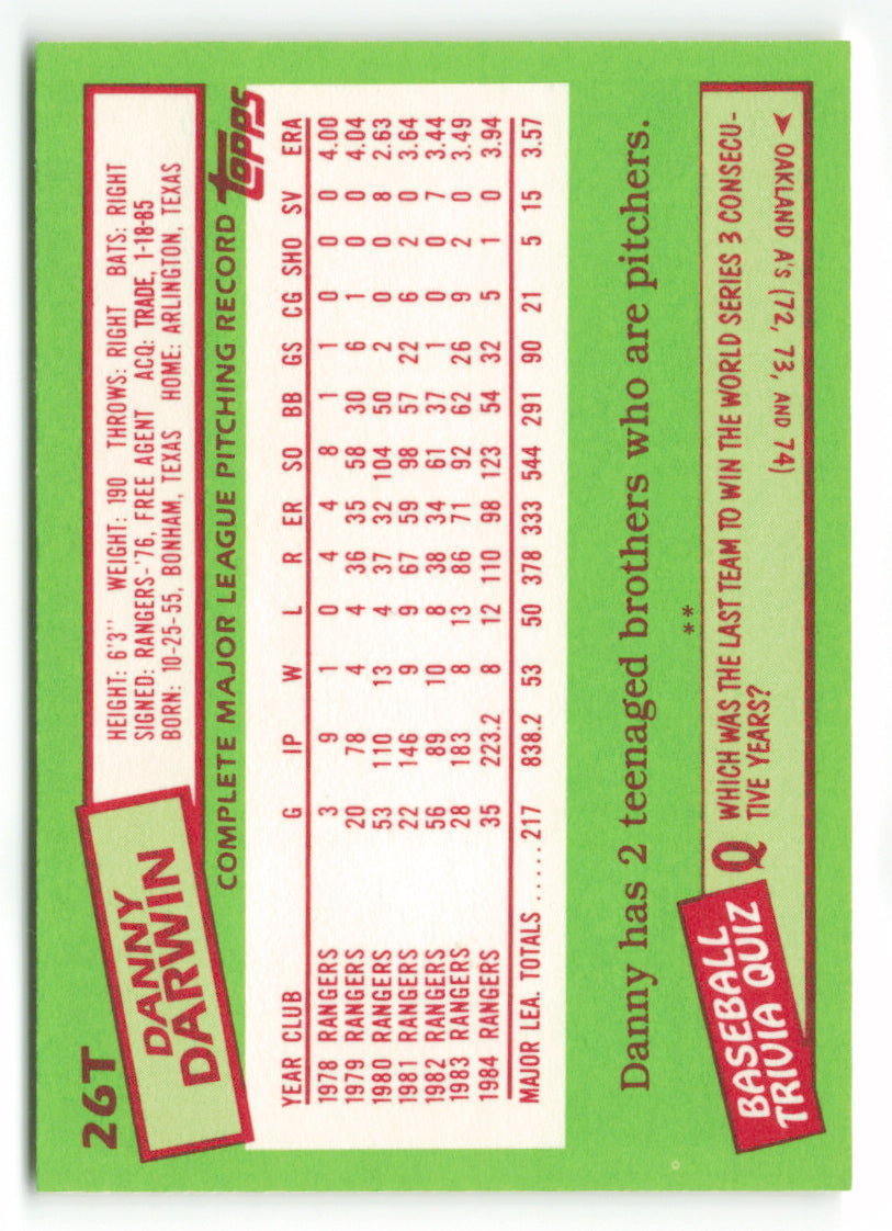 1985 Topps Traded #026T Danny Darwin