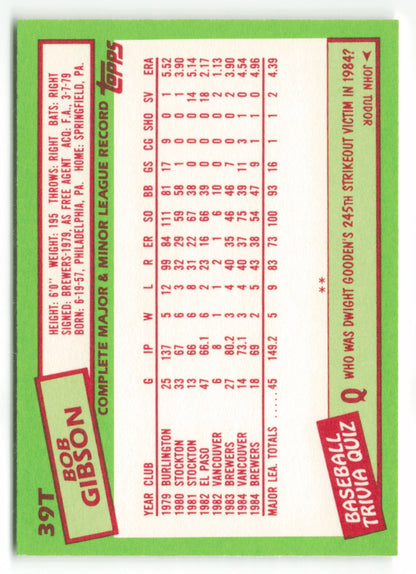 1985 Topps Traded #039T Bob Gibson