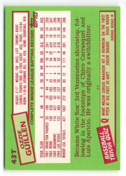 1985 Topps Traded #043T Ozzie Guillen XRC