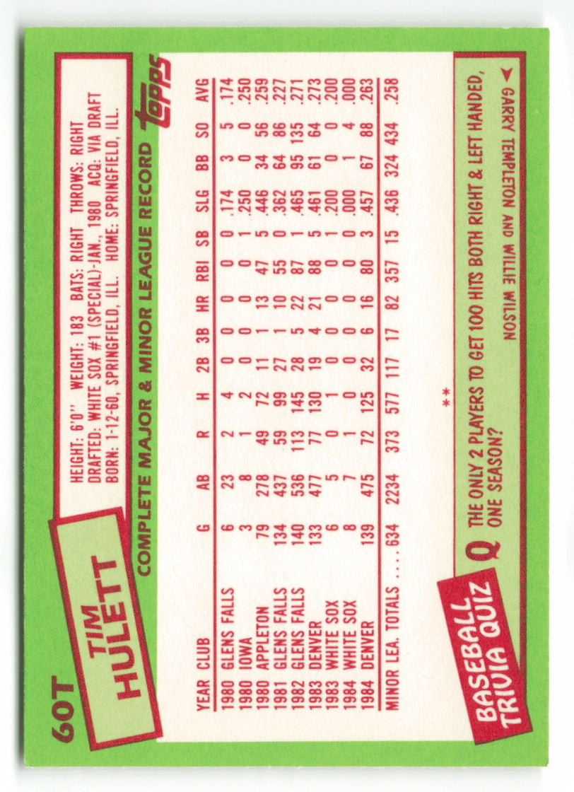 1985 Topps Traded #060T Tim Hulett