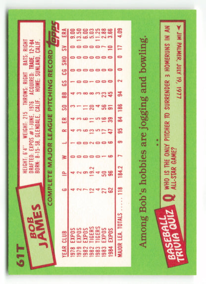 1985 Topps Traded #061T Bob James