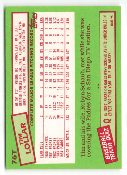 1985 Topps Traded #076T Tim Lollar