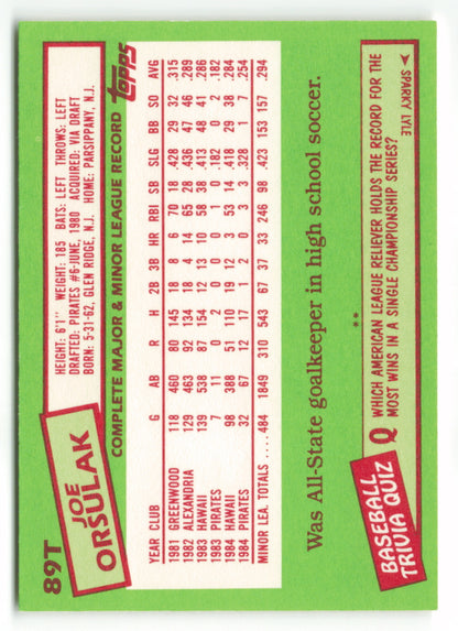 1985 Topps Traded #089T Joe Orsulak XRC