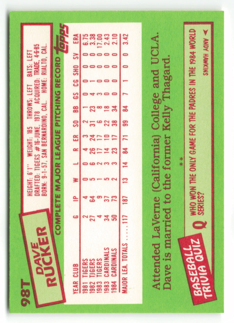 1985 Topps Traded #098T Dave Rucker