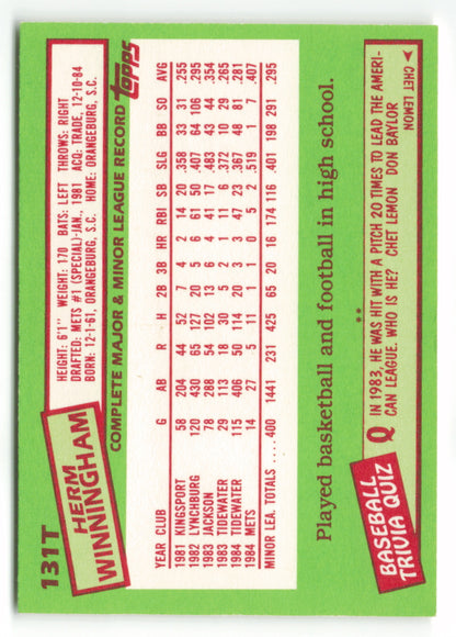 1985 Topps Traded #131T Herm Winningham XRC