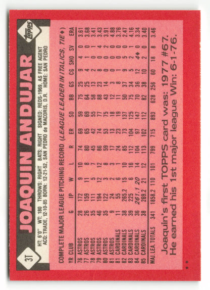 1986 Topps Traded #003T Joaquin Andujar