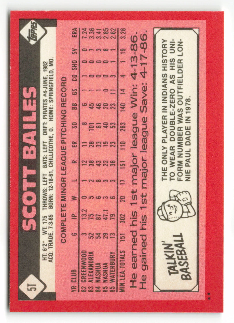 1986 Topps Traded #005T Scott Bailes XRC