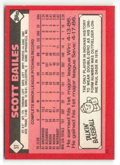 1986 Topps Traded #005T Scott Bailes XRC