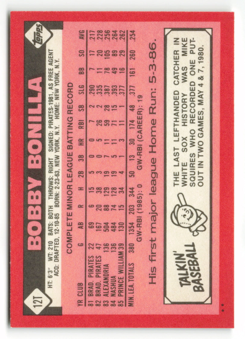 1986 Topps Traded #012T Bobby Bonilla XRC