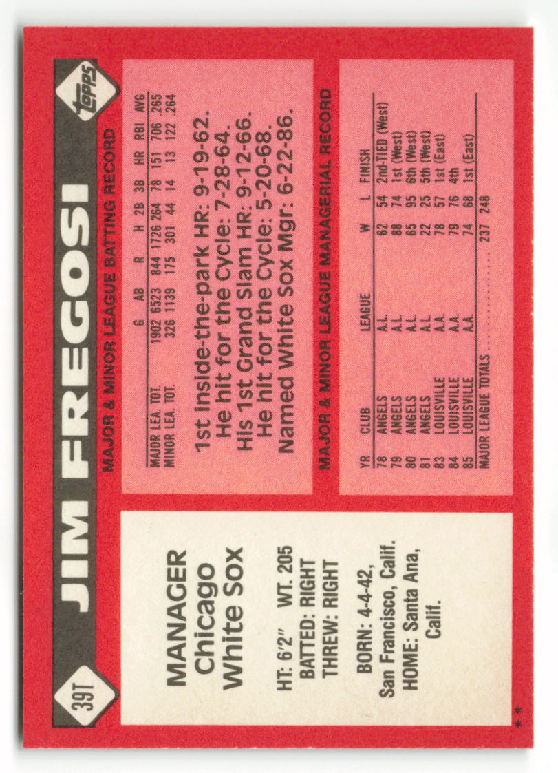 1986 Topps Traded #039T Jim Fregosi MGR