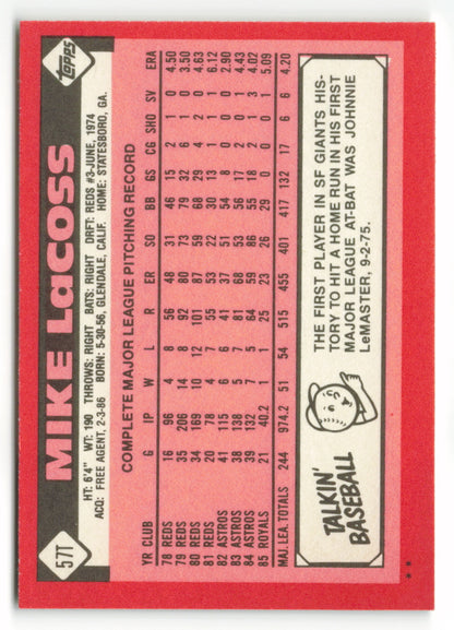 1986 Topps Traded #057T Mike LaCoss