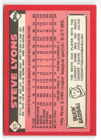 1986 Topps Traded #067T Steve Lyons