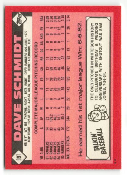 1986 Topps Traded #099T Dave Schmidt