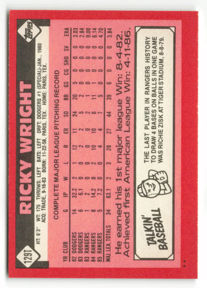 1986 Topps Traded #129T Ricky Wright