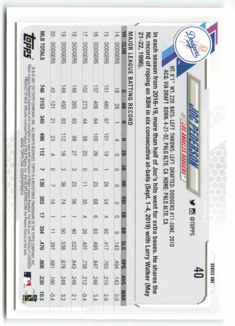 2021 Topps #040 Joc Pederson