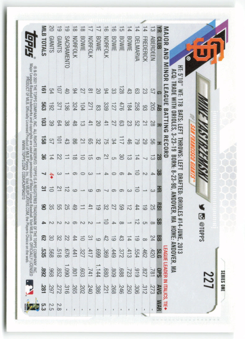 2021 Topps #227 Mike Yastrzemski