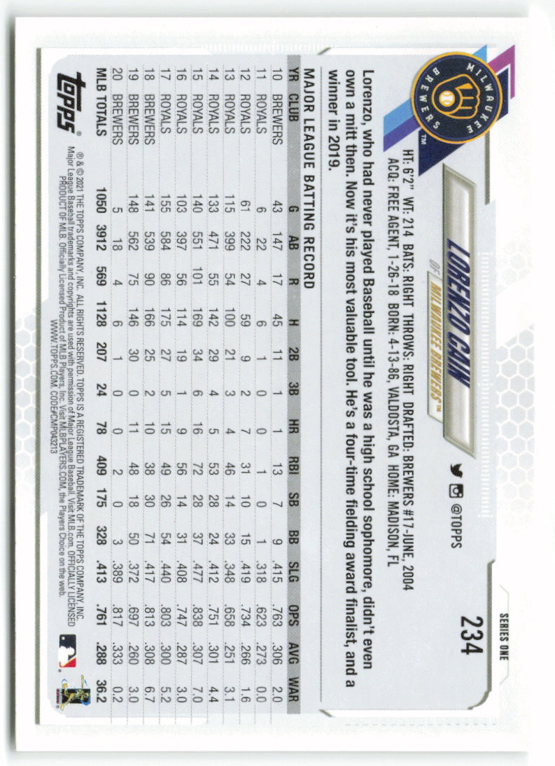 2021 Topps #234 Lorenzo Cain