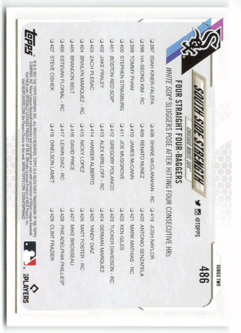 2021 Topps #486 South Side Strength Checklist