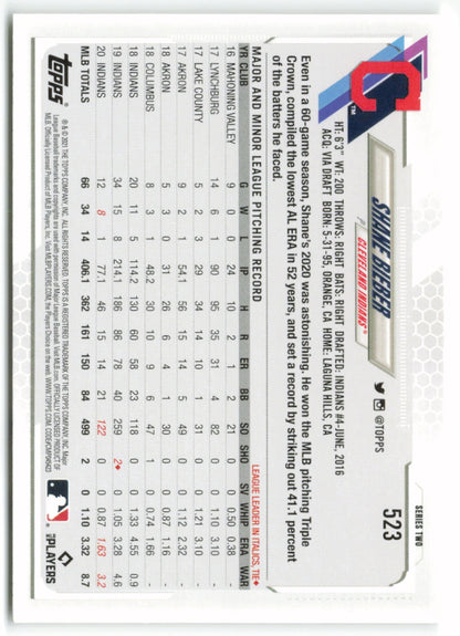 2021 Topps #523 Shane Bieber