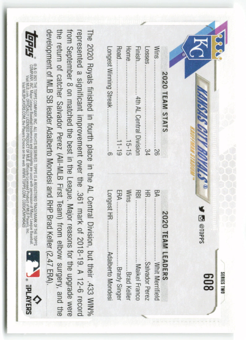 2021 Topps #608 Kansas City Royals Team Card