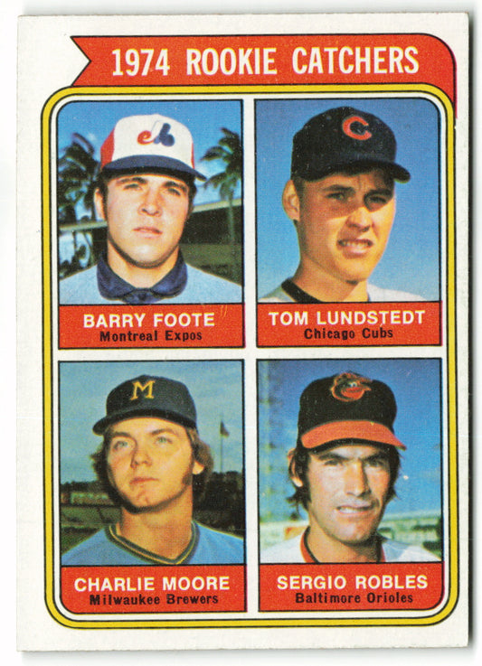 1974 Topps #603 1974 Rookie Catchers (Foote / Lundstedt / Moore / Robles) RC