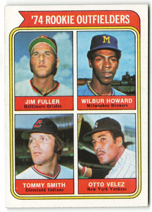 1974 Topps #606 1974 Rookie Outfielders (Fuller / Howard / Smith / Velez) RC