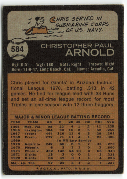 1973 Topps #584 Chris Arnold