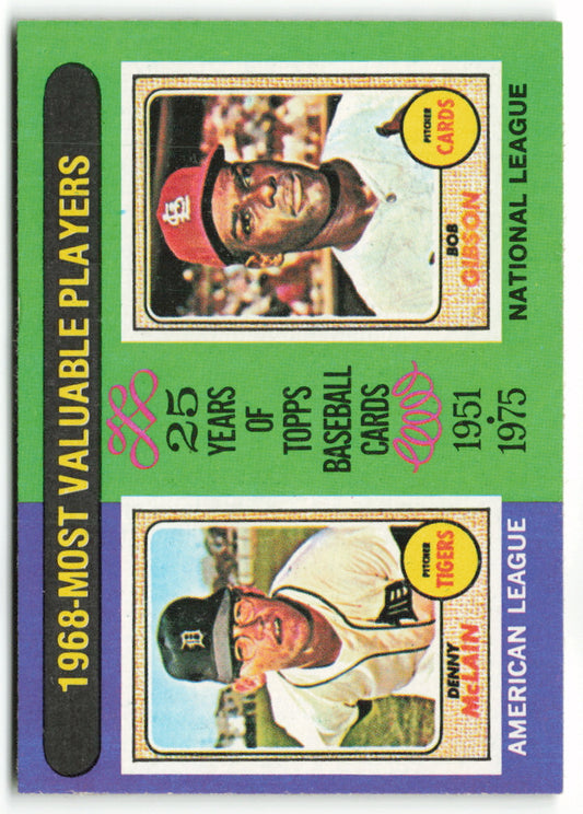 1975 Topps Mini #206 1968 MVP's: Denny McClain / Bob Gibson