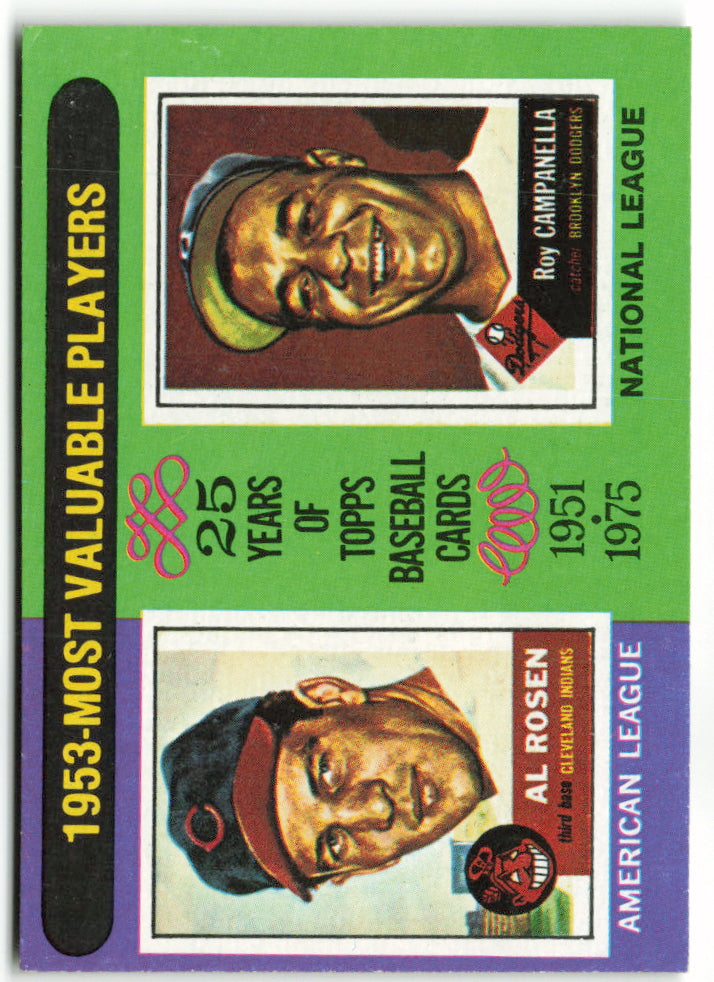 1975 Topps Mini #191 1953 MVP's: Yogi Berra / Roy Campanella